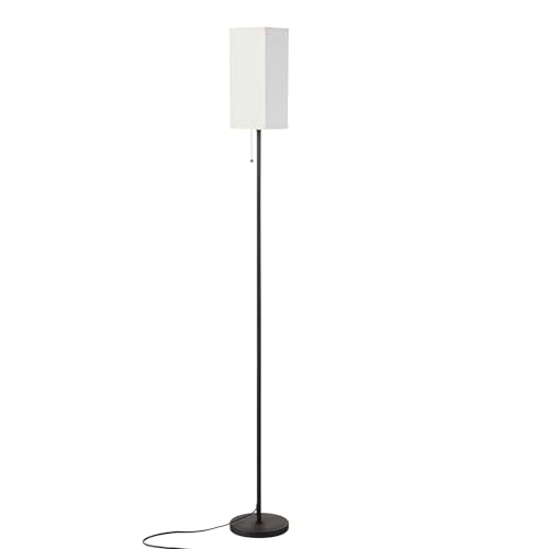 Ziisee Tall Floor Lamp with Linen Shade - 3 Color Temperature, Black, LED Bulbs, Pull Chain Switch, Easy Assembly