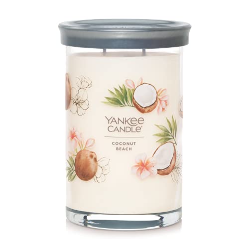 Yankee Candle Coconut Beach Scented, Signature 20oz Large Tumbler 2-Wick Candle, Over 60 Hours of Burn Time