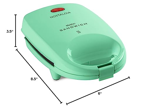 Nostalgia MyMini Personal Sandwich Maker, Nonstick Panini Press, Pizza Pockets, Quesadillas, Mint Green