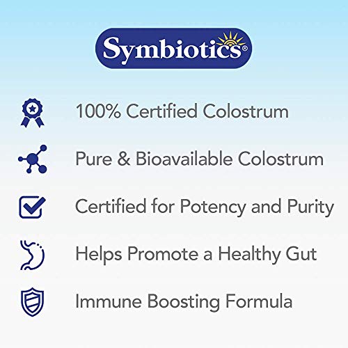 Symbiotics Colostrum 120ct Vegetable Capsules - Immunity Support - Lactoferrin Supplement & Colostrum Protein with Immunoglobulin - 25% lgG Antibodies - Gluten Free