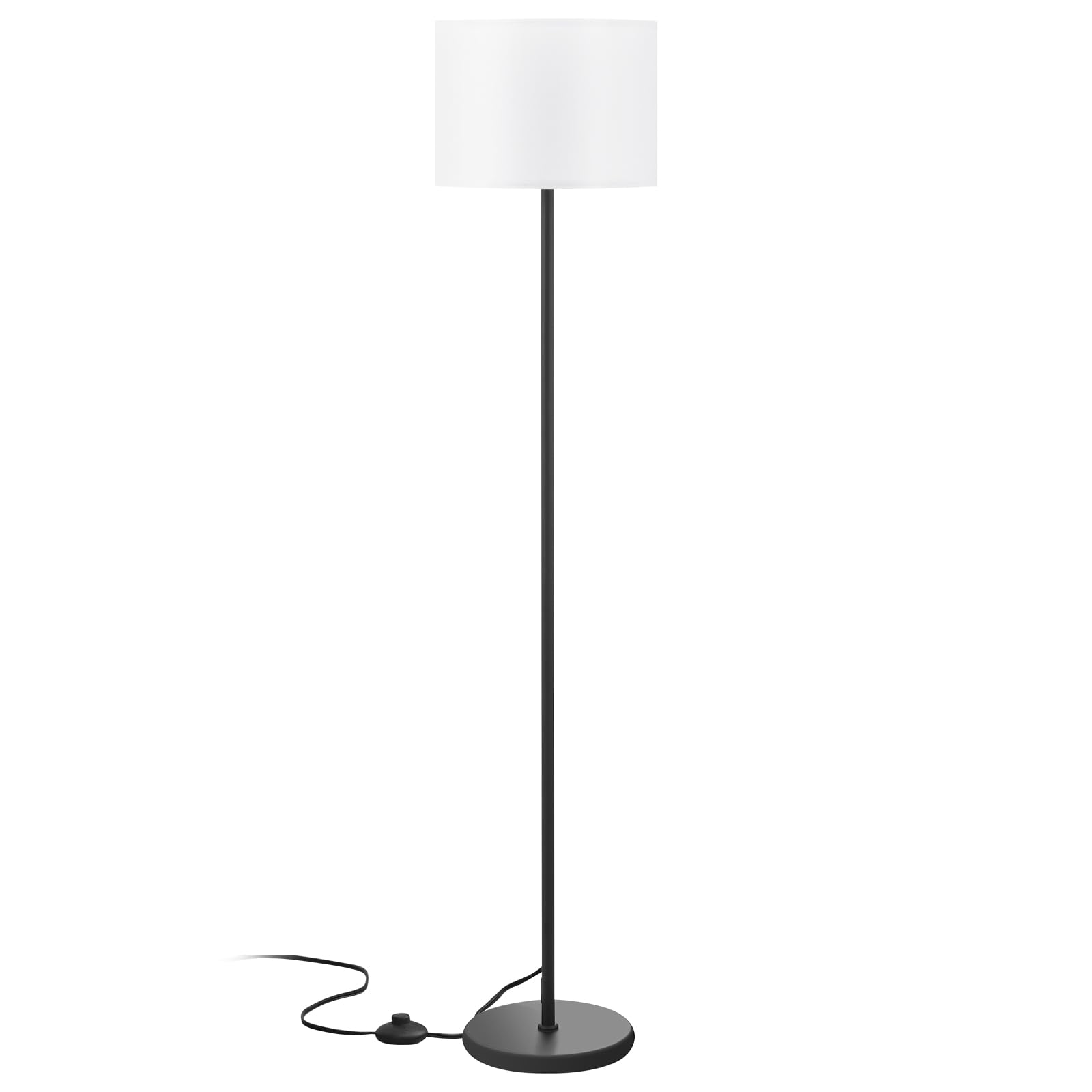 LED Floor Lamp Simple Design, Modern Floor Lamp with Shade, Tall Lamps for Living Room Bedroom Office Dining Room Kitchen, Black Pole Lamp with Foot Switch(Without Bulb)