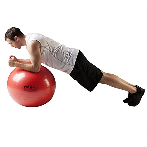 THERABAND Exercise Ball, Professional Series Stability Ball with 55 cm Diameter for Athletes 5'1" to 5'6" Tall, Slow Deflate Fitness Ball for Improved Posture, Balance, Yoga, Pilates, Core, Red