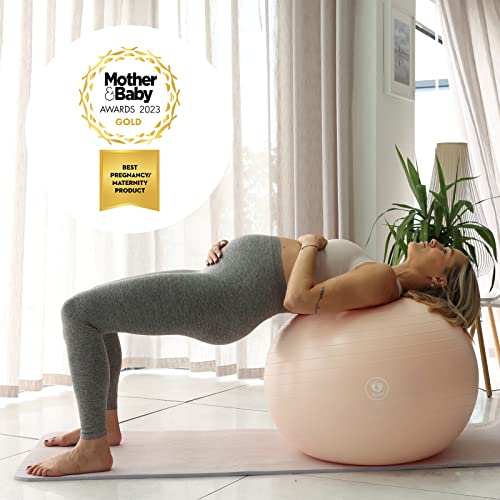 BABYGO®  Birthing Ball for Pregnancy & Labor + Our Award Winning Book - Exercise, Birth & Recovery Plan, 5X Stronger Than a Yoga Ball with Eco Friendly Material (65cm - 4'8" - 5'10", Nude)