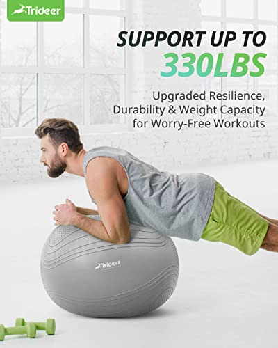 Trideer Exercise Ball Stability Ball - Non-Slip Bumps & Lines Yoga Ball, Anti-Burst Swiss Ball for Fitness, Balance, Gym and Physical Therapy, Home Workout Equipment or Office Ball Chair