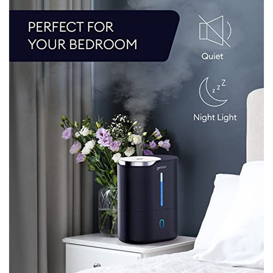 GENIANI Ultrasonic Cool Mist Humidifier for Bedroom, Large Rooms, Home, 4L - Easy Fill & Clean Humidifier for Plants w/Auto Shut-off, 40H Runtime - Quiet, Top Fill Air Humidifier & Vaporizer for Baby