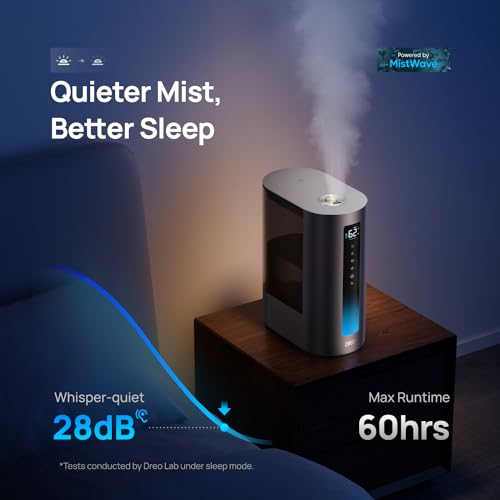 Dreo 6L Smart Humidifier, Warm & Cool Mist Humidifier for Bedroom, Top Fill, 60Hr Runtime, High Precision Humidity Sensor and Indicator Light, Large Room, Nursery, Plant, Works with Alexa, HM713S