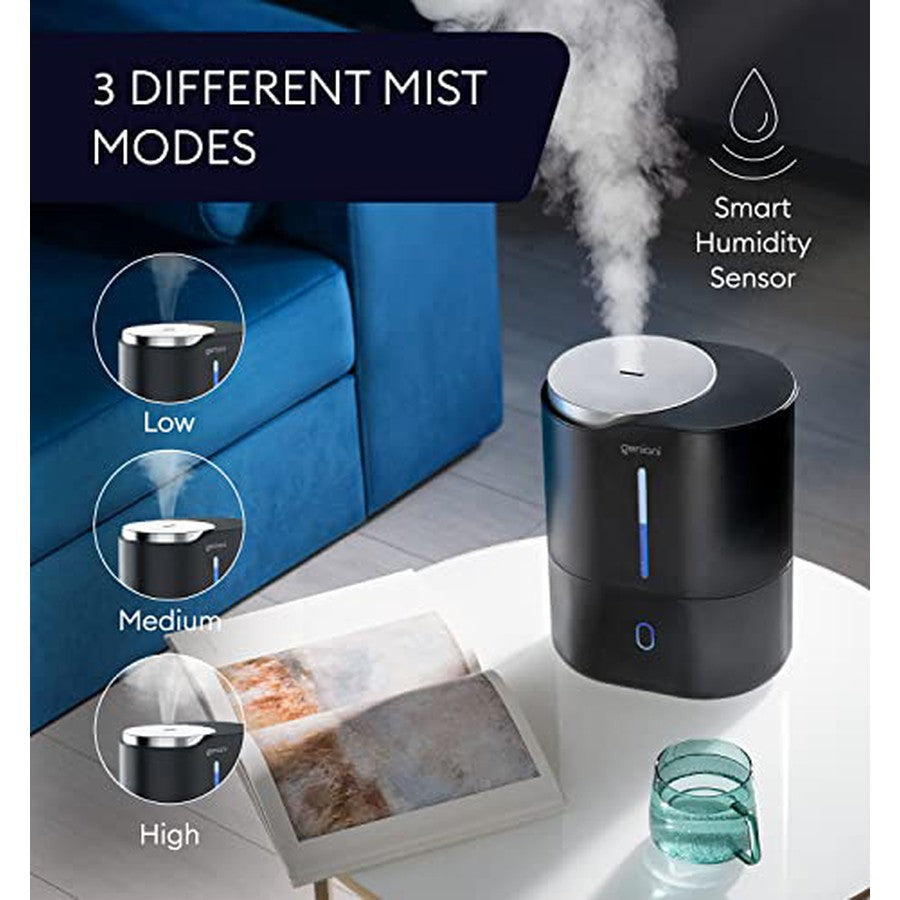 GENIANI Ultrasonic Cool Mist Humidifier for Bedroom, Large Rooms, Home, 4L - Easy Fill & Clean Humidifier for Plants w/Auto Shut-off, 40H Runtime - Quiet, Top Fill Air Humidifier & Vaporizer for Baby