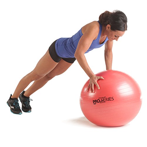 THERABAND Exercise Ball, Professional Series Stability Ball with 55 cm Diameter for Athletes 5'1" to 5'6" Tall, Slow Deflate Fitness Ball for Improved Posture, Balance, Yoga, Pilates, Core, Red