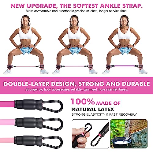 HOXWC Ankle Bands with Cuffs for Leg and Booty Workouts - Resistance Bands for Kickbacks and Hip Training