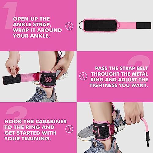 HOXWC Ankle Bands with Cuffs for Leg and Booty Workouts - Resistance Bands for Kickbacks and Hip Training