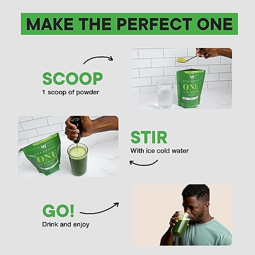 VitaHustle ONE Superfood Super Greens Powder by Kevin Hart, Berry Favor, Prebiotics + Probiotics, Spirulina, Chlorella, Digestive Enzymes, Gut Health, Bloating, Detox (Berry Flavor)