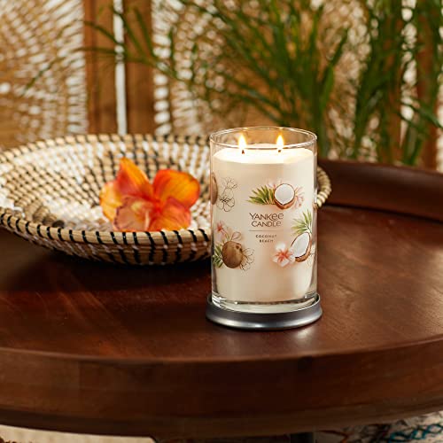 Yankee Candle Coconut Beach Scented, Signature 20oz Large Tumbler 2-Wick Candle, Over 60 Hours of Burn Time