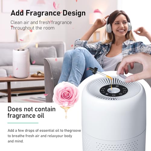 2 Pack TPLMB Air Purifiers for Bedroom,H13 HEPA Filters,Fragrance Sponge for Better Sleep,Portable Air Purifier with Nightlight Speed Control,For Home Living Room,24dB Filtration System,P60 (2, white)