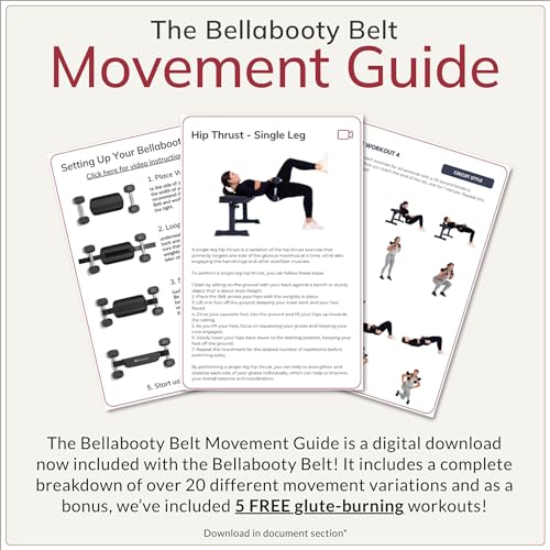 Bellabooty Exercise Hip Thrust Belt, Easy to Use with Dumbbells, Kettlebells, or Plates, Slip-Resistant Padding that Protects Your Hips for the Gym, Home Workouts, or On the Go