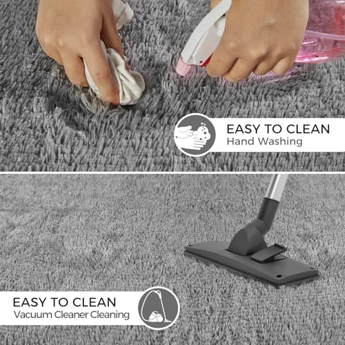 Ultra Soft Rug for Living Room, 5X8 Ft Grey Fluffy Shag Area Rug for Bedroom, Modern Shaggy Carpets Fuzzy Rug for Kids Boys Girls Dorm Nursery Home Decor Aesthetic, Upgrade Anti-Skid Durable