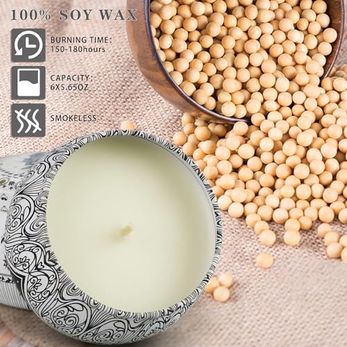 Scented Candles Gift Set, Natural Soy Wax, Stress Relief Gifts for Women, 6 Pack 5.65Oz Aromatherapy Candle, 150H Lasting Burn, Ideal for Birthday, Mother's Day, Thanksgiving, Christmas Gifts