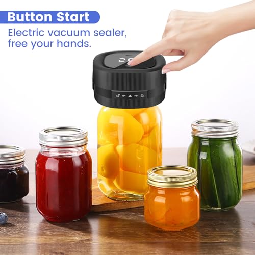 Electric Mason Jar Vacuum Sealer, Auto Off Canning Jars Vacuum Sealer Kit for Vacuum Bags Wide and Regular Mouth Mason Jars Sealing, New 3-in-1 Can Vacuum Sealer Machine for Food Storage