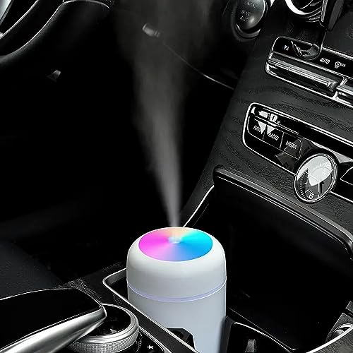 Portable Mini Humidifier, Colorful, Cool Mist, USB Powered. Perfect for Bedroom, Office & Car (300ml, Gray)