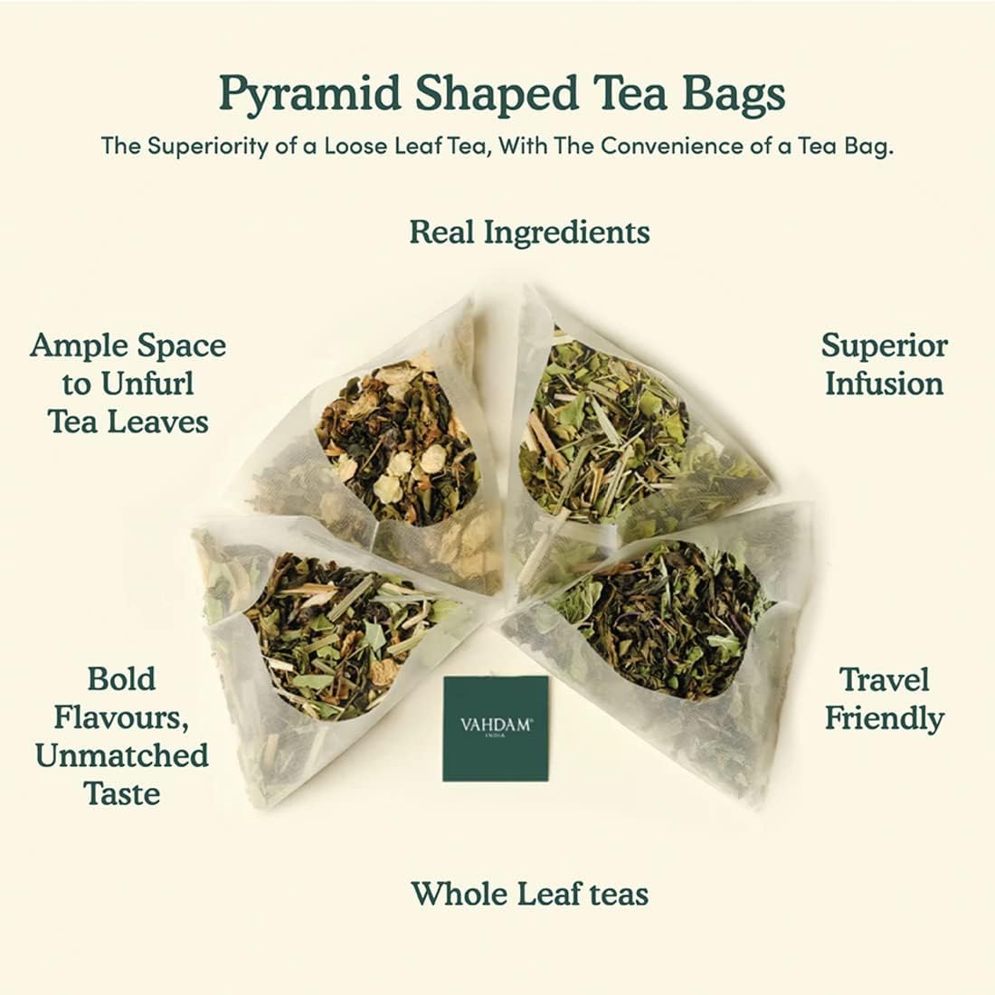 VAHDAM, Organic Green Tea Leaves From Himalayas (100 Green Tea Bags) USDA Organic, Non GMO, Gluten Free, High Grown | Whole Loose-Leaf Tea Bags | Resealable Ziplock Pouch