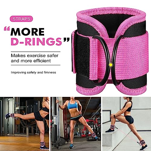 HOXWC Ankle Bands with Cuffs for Leg and Booty Workouts - Resistance Bands for Kickbacks and Hip Training