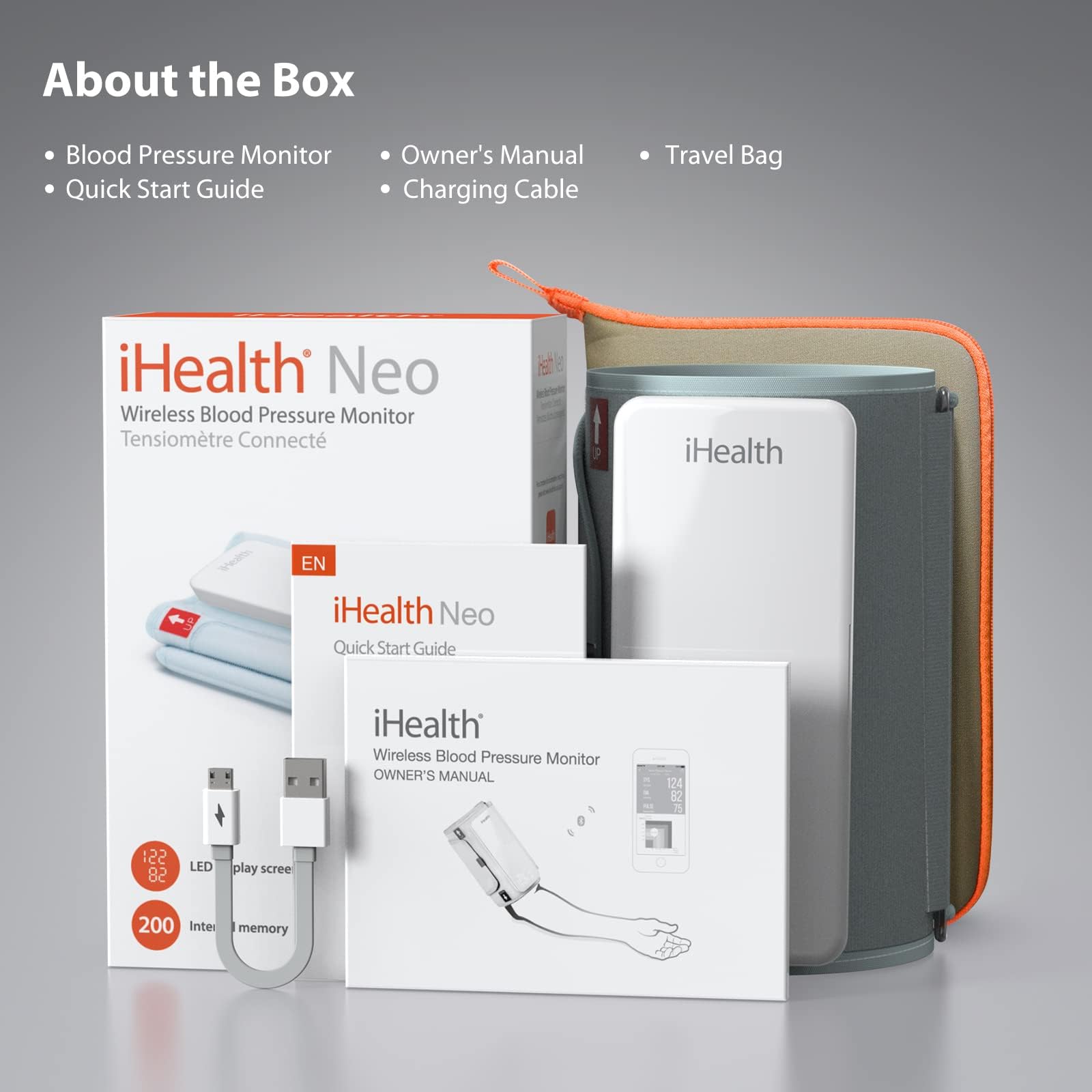 iHealth Neo Wireless Blood Pressure Monitor, Upper Arm Cuff, Bluetooth Blood Pressure Machine, Ultra-Thin & Portable, App-Enabled for iOS & Android