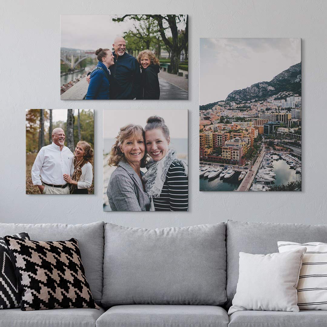 Custom Canvas Prints with Your Photos, Personalized Photo to Canvas Wall Art Prints for Family, Wedding, Anniversary, Baby, and Pet Pictures - 12x12 Inch