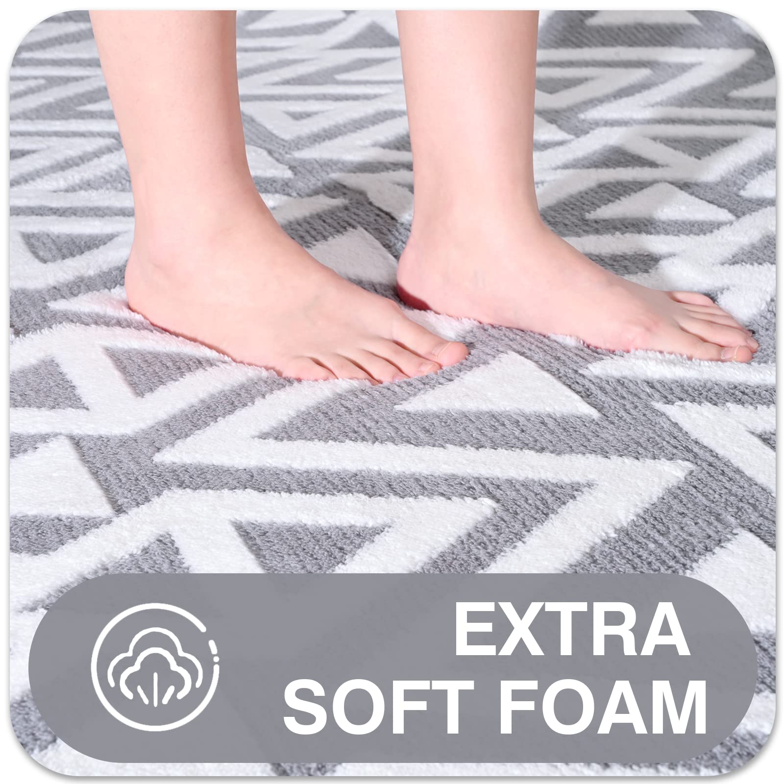 Ompaa Ultra Soft Shaggy Rugs Memory Foam Bedroom Carpet, Grey 6 x 9 Feet, Plush Geometric Textured Area Rugs for Living Room Couch Dorm Bedside Kids Girls Teens Room Nursery Decor Floor Mat