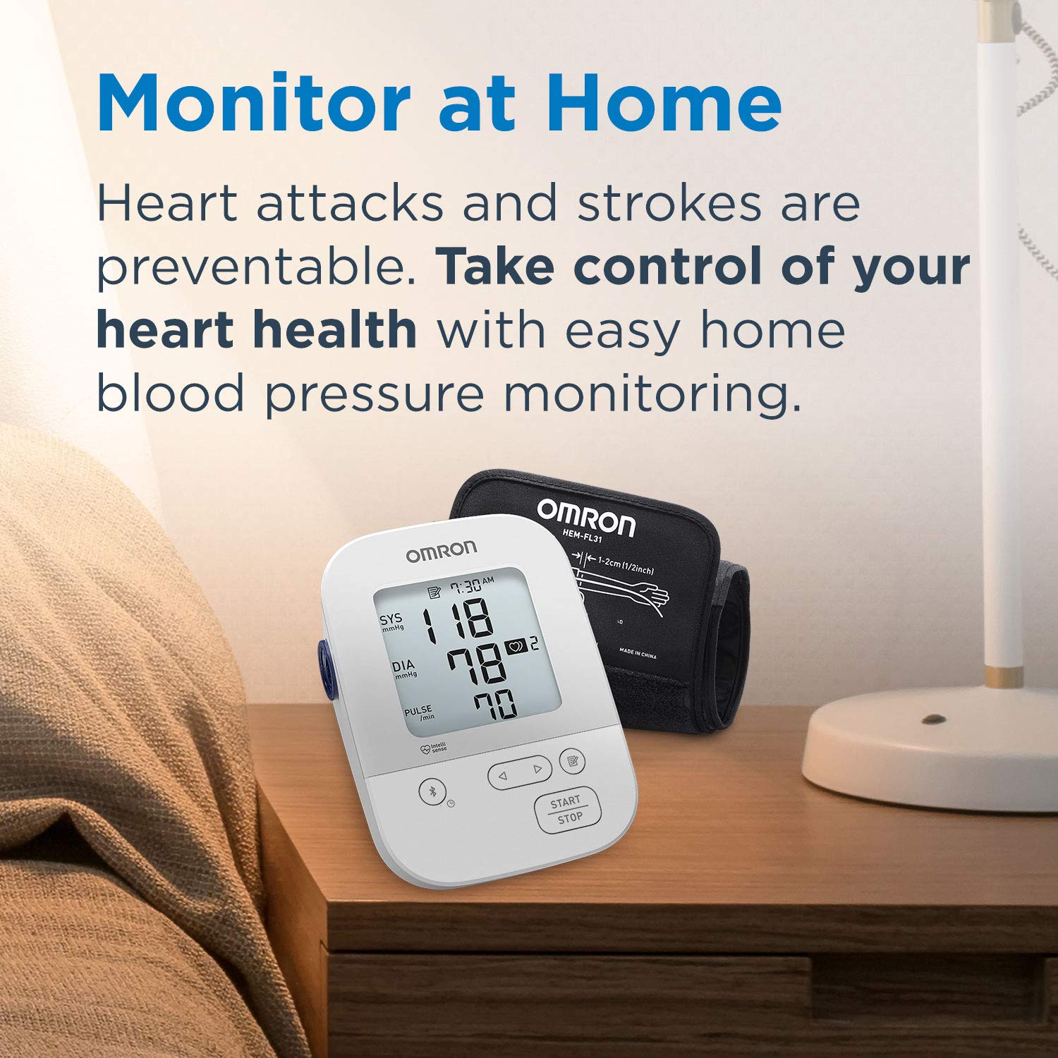 OMRON Silver Blood Pressure Monitor, Upper Arm Cuff, Digital Bluetooth Blood Pressure Machine, Stores Up To 80 Readings