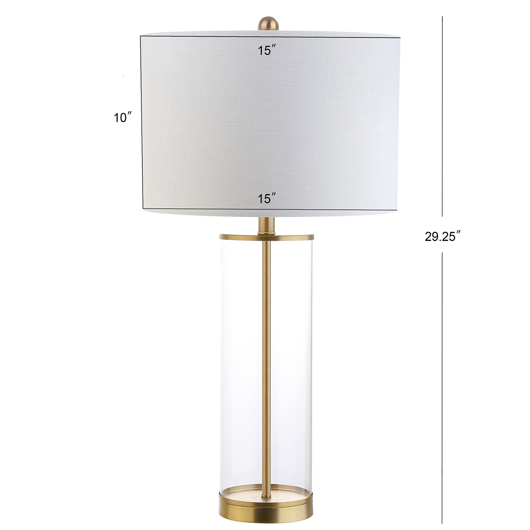 JONATHAN Y JYL2005A Collins 29" Glass LED Table Lamp Modern Contemporary Glam Bedside Desk Nightstand Lamp for Bedroom Living Room Office College Bookcase LED Bulb Included, Clear/Brass Gold