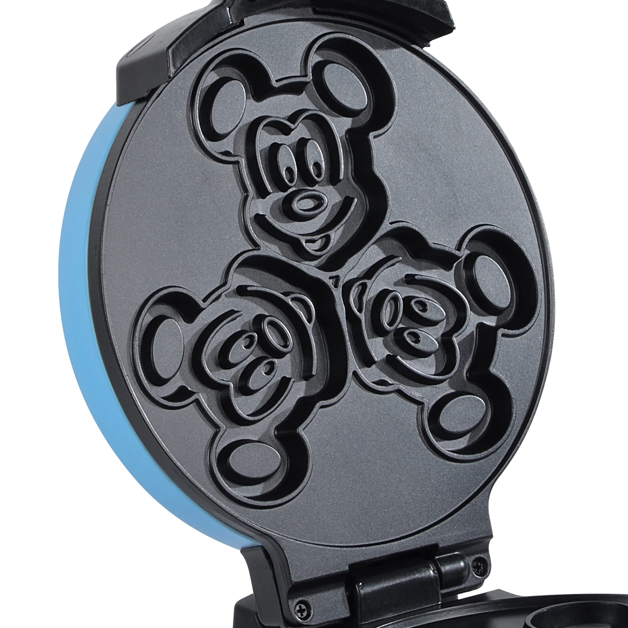 Disney Mickey & Minnie Double Flip Waffle Maker by Select Brands - Disney Waffle Maker - Features Non-Stick Plates - Blue Minnie & Mickey Mouse Waffle Iron for Disney Fans - Makes 6 Waffles