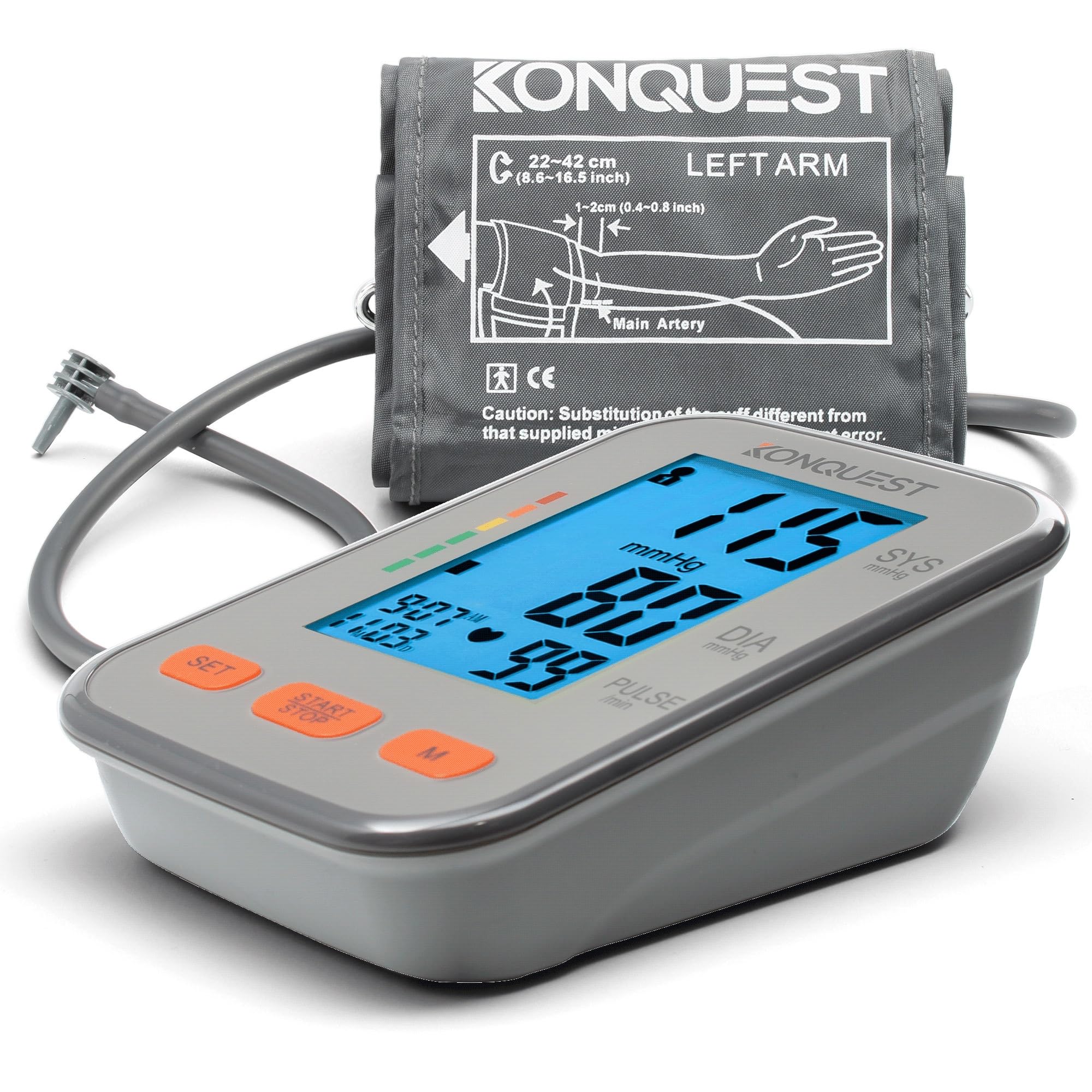 Konquest KBP-2704A Automatic Upper Arm Blood Pressure Monitor - Adjustable Cuff - Large Backlit Display - Irregular Heartbeat Detector - Tensiometro Digital…