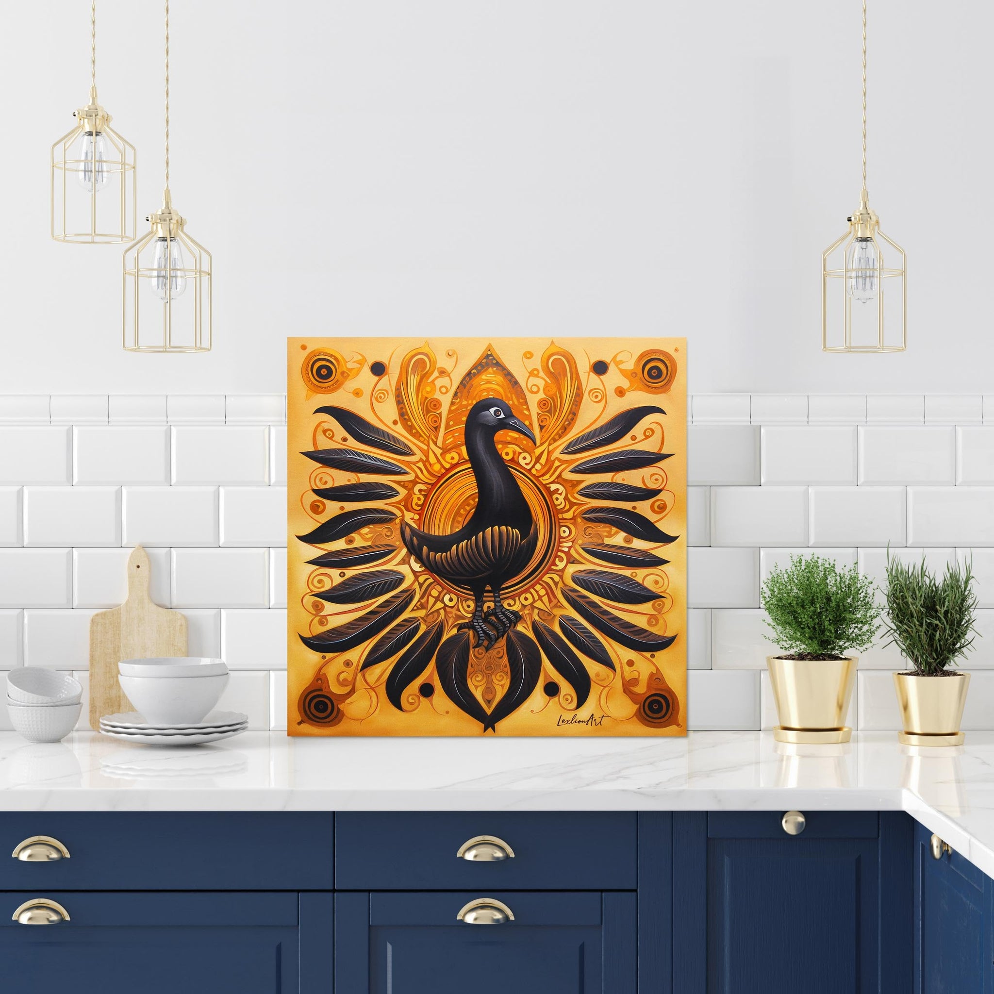 LexlionArt Wall Art Decor for Living Room Bedroom Bathroom Dinning Room Home Office (Sankofa bird, 24 inch x 24 inch)