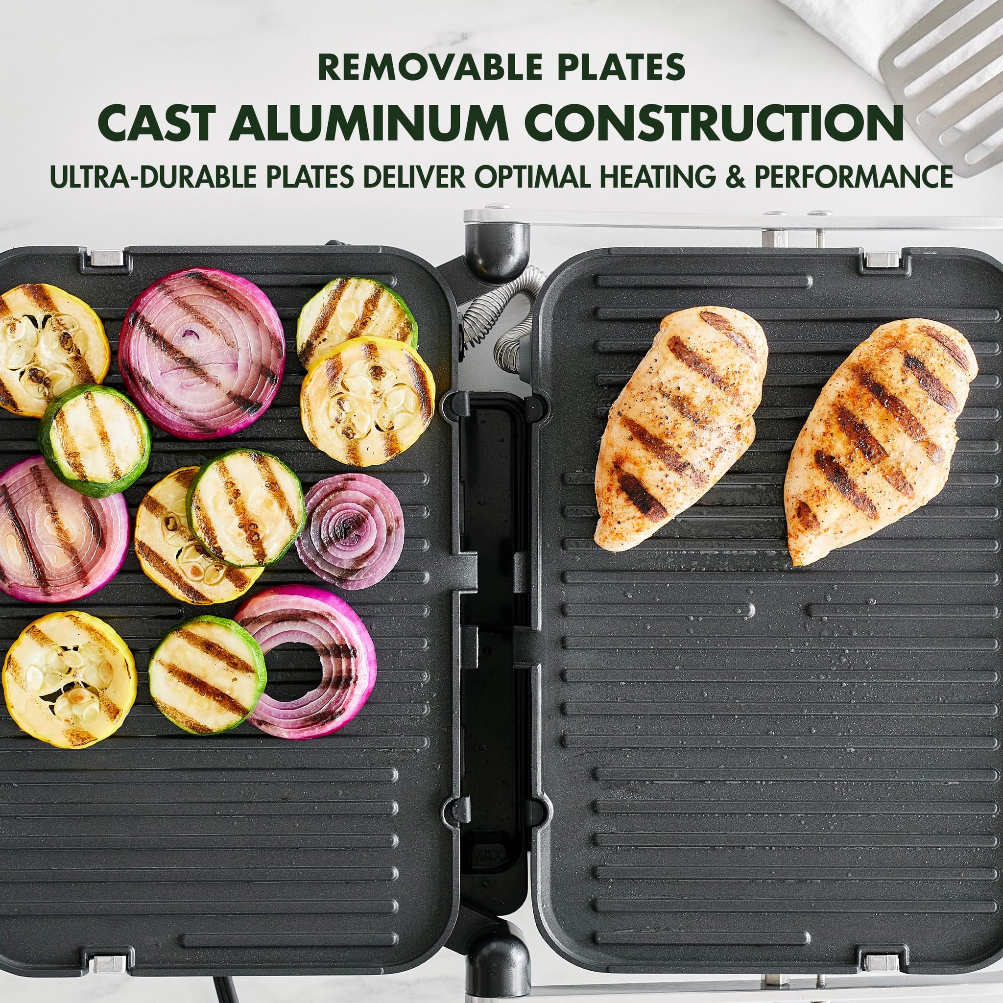 GreenPan 6-in-1 Multifunction Contact Grill & Griddle, Healthy Ceramic Nonstick Reversible Grill & Griddle Plates, Dual Heat Settings, Closed Panini Press, Open Flat Surface, PFAS-Free, Matte Black